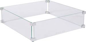 lot 835 image: Fire Sense Fire Pit Wind Guard Clear Glass Tempered Glass for Propane, Gas, Fire Pits and Patio Heaters - Square - 22.5 Inches