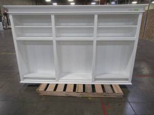 lot 809A image: Lachlan 86.61 H x 94.5 W Solid Wood Library Bookcase, W004727095 - Top Only, Slight Scuffs RH Side Top. Missing Shelf Pins.