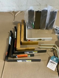 lot 31 image: Assorted Brands of Wall Shelf Brackets, Legs, & More See Pictures