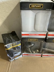 lot 33 image: Defiant Touchpad Deadbolts, Deadbolt With Levers & Deadbolt with Door Knob. Various Conditions. See Pictures
