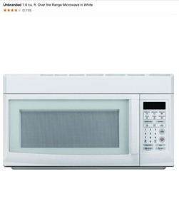 lot 34 image: Unbranded 1.6 cu. ft. Over the Range Microwave in White. See Pictures