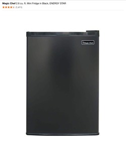 lot 37 image: Magic Chef 2.6 cu. ft. Mini Fridge in Black, ENERGY STAR. See Pictures