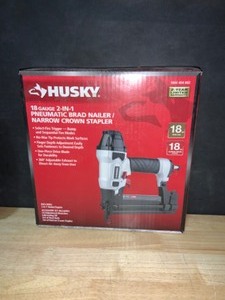lot 20 image: Husky Pneumatic 2-in-1 18 Gauge 2 in. Brad Nailer and 14 in. Narrow Crown Stapler with Fasteners (400-Count). See Pictures