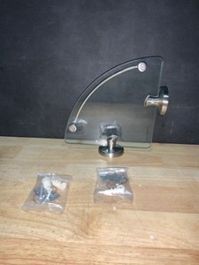 lot 29 image: Delta 8 in. W Glass Corner Shelf in Brushed Nickel. See Pictures