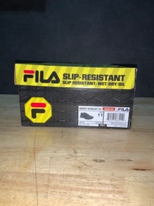 lot 42 image: Fila Mens Memory Workshift Slip Resistant Athletic Shoes - Soft Toe - BLACK Size 11(W). See Pictures