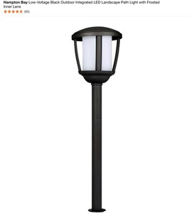 lot 47 image: (2) Hampton Bay Low-Voltage Black Outdoor Integrated LED Landscape Path Light with Frosted Inner Lens. See Pictures