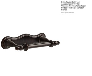 lot 62 image: Delta Faucet Bathroom Accessories 75050-RB Victorian Pivoting Toilet Paper Holder, SpotShield Venetian Bronze. See Pictures