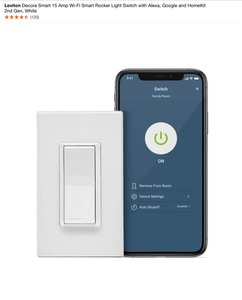 lot 81 image: (3) Leviton Decora Smart 15 Amp Wi-Fi Smart Rocker Light Switch with Alexa, Google and HomeKit 2nd Gen, White. See Pictures
