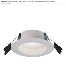 lot 98 image: Halo RL 4 in. Color Selectable 2700K to 5000K Remodel Canless Recessed Integrated LED Kit. See Pictures