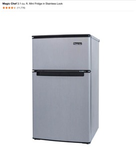 lot 105 image: Magic Chef 3.1 cu. ft. Mini Fridge in Stainless Look. See Pictures