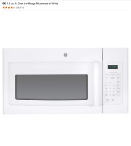 lot 109 image: GE 1.6 cu. ft. Over the Range Microwave in White. See Pictures