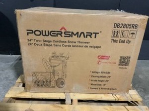 lot 120 image: PowerSmart 24 in. 80-Volt 2-Stage Cordless Snow Blower with 6.0 Ah Battery and Charger Included. See Pictures