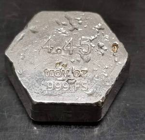 4.45 TROY OZ. .999 FINE SILVER BUNKER BULLION CHUNK