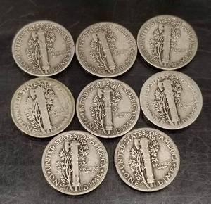 GROUP OF 8 US MERCURY DIMES AS PICTURED