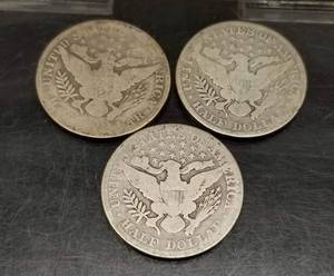 3 BARBER HALF DOLLARS 1895 1897 1898