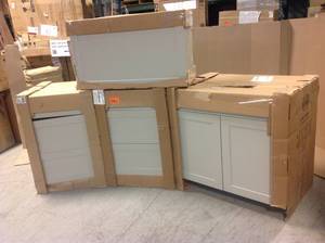 Lot of Assorted Cambridge Shaker Assembled Cabinets in Gray by Hampton Bay Customer Returns See Pictures