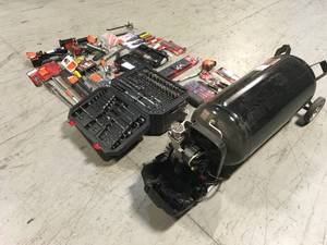 lot 7 image: MIXED LOT of assorted Husky Tools - also includes Air Compressor, Mechanic Tools set and more  -Varius Conditions Review all pictures