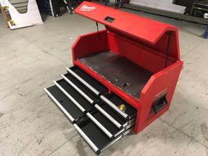lot 10 image: Milwaukee 46 in. 8-Drawer Steel Storage Top Chest in Red and Black - Minor Scratches on top -