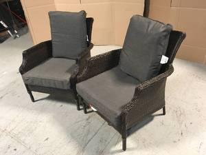 lot 12 image: Hampton Bay Grayson Graphite Dining Chairs - Set of 2 - Review all pictures