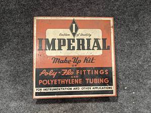 Vintage IMPERIAL Metal Parts Container w Brass Compression Fittings and More