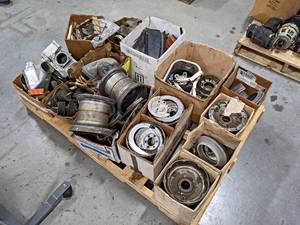 Pallet Lot of Assorted Aircraft Parts - Goodyear Wheels & Brakes, Air Boxes and More - NO SHIPPING