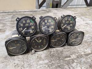 Lot of (7) Aircraft Rate of Climb Indicators and Tachometers