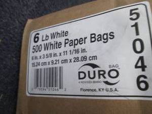 500- 6 lb White Paper Lunch Bags...