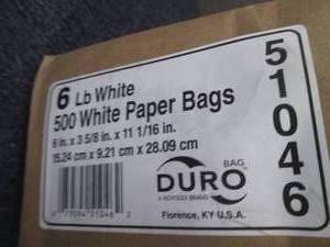 500- 6 lb White Paper Lunch Bags...