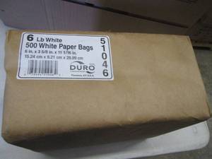 500- 6 lb White Paper Lunch Bags...