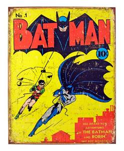 Batman Issue #1 Metal Tin Sign - Vintage 1940 DC Comics Batman and Robin First Appearance ()