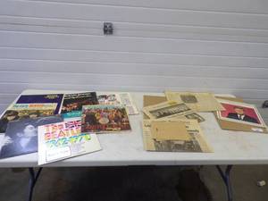 Vintage Beatles and Elvis Records with JFC Newspapers