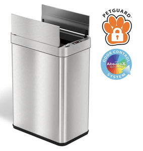 lot 36 image: iTOUCHLESS 13 Gal. Stainless Steel Wings Open Sensor Trash Can with AbsorbX Odor Filter and PetGuard