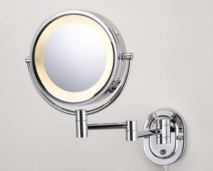 lot 22 image: JERDON 10 in. x 14 in. Lighted Wall Makeup Mirror in Chrome