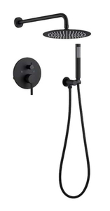 lot 23 image: BOYEL LIVING 2-Spray Patterns 4 GPM 10 in. Dual Shower Head and Handheld Shower Head with Body Spray in Matte Black