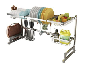 lot 28 image: EMODERN DECOR Avery 37.4 in. Stainless Steel Standing Dish Rack