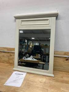 lot 51 image: HOME DECORATORS COLLECTION Sadie 28 in. W x 36 in. Framed Wall Mirror in Matte Pearl