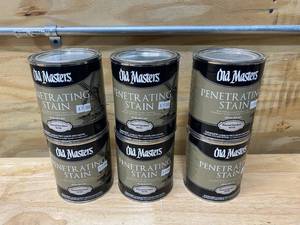 lot 56 image: OLD MASTERS Lot of 6- Penetrating Stain (natural tint base), 1 Quart Each