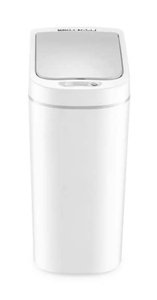 lot 60 image: NINESTARS 1.9 Gal. White Slim Shape Motion Sensor Trash Can
