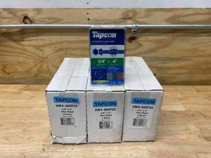 lot 76 image: BUILDEX TAPCON Lot of 3 Cases of-  14 x 4 Concrete Anchor Screws (100 Anchors Per Case)