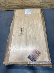 lot 15 image: HARDWOOD REFLECTIONS Unfinished Hevea 6 ft. L x 39 in. D x 1.5 in. T Butcher Block Island Countertop