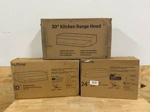 lot 130 image: Lot of 3 Range Hoods (1 unbranded and 2 NUTONE)