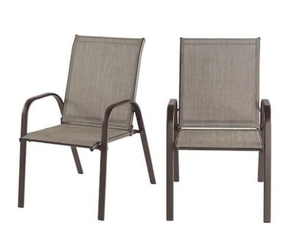 lot 150 image: STYLEWELL Mix and Match Dark Taupe Steel Sling Outdoor Patio Dining Chair in Riverbed Taupe Tan (2-Pack)