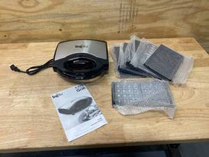 lot 156 image: TOTAL CHEF 4-in-1 Black Stainless Steel Indoor Grill Waffle Maker Sandwich Press Griddle with LED indicators