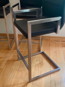 Set of Four Chrome Base- Faux Leather Barstools