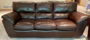 Beautiful Brown Leather Sofa and Loveseat from Marshall Fields