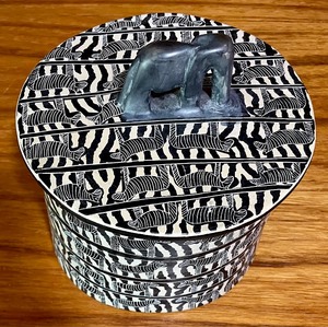 Genuine Besmo Elephant Lidded Vessel Handcrafted in Kenya