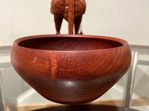 Carved Indonesian Figurine and Wooden Bowl