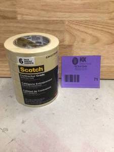 lot 71 image: 3M Scotch 0.94 in. x 60.1 yds. Contractor Grade Masking Tape (6-Pack)