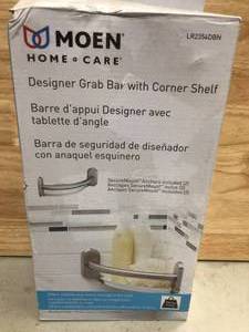 lot 78 image: MOEN Home Care 9 in. x 1 in. Screw Grab Bar with Corner Shelf in Brushed Nickel