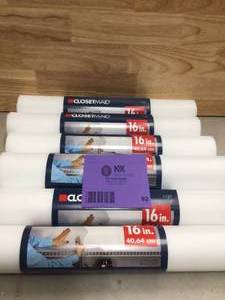 lot 92 image: (6 units) ClosetMaid 16 in. x 96 in. White Vinyl Shelf Liner